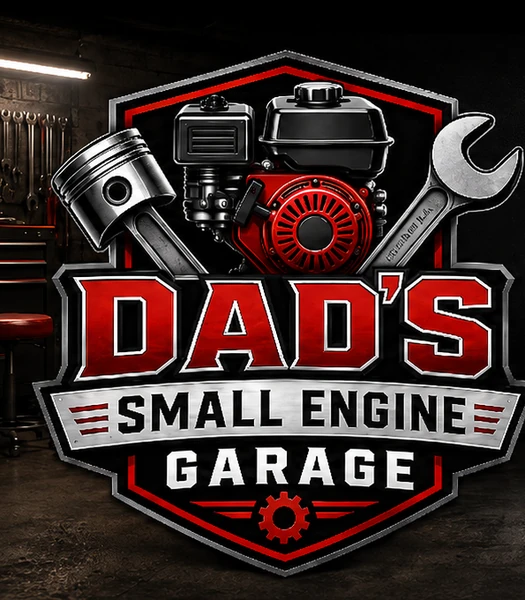 Dad's Small Engine Garage badge logo